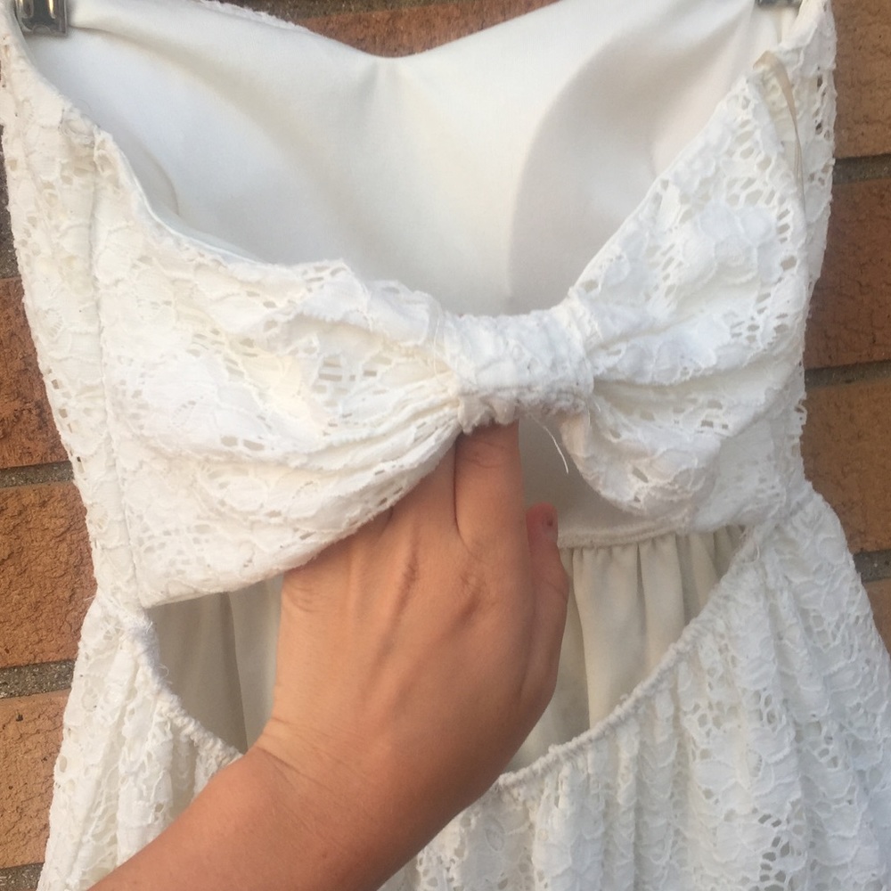 STRAPLESS WHITE LACE DRESS - Picture 5 of 8